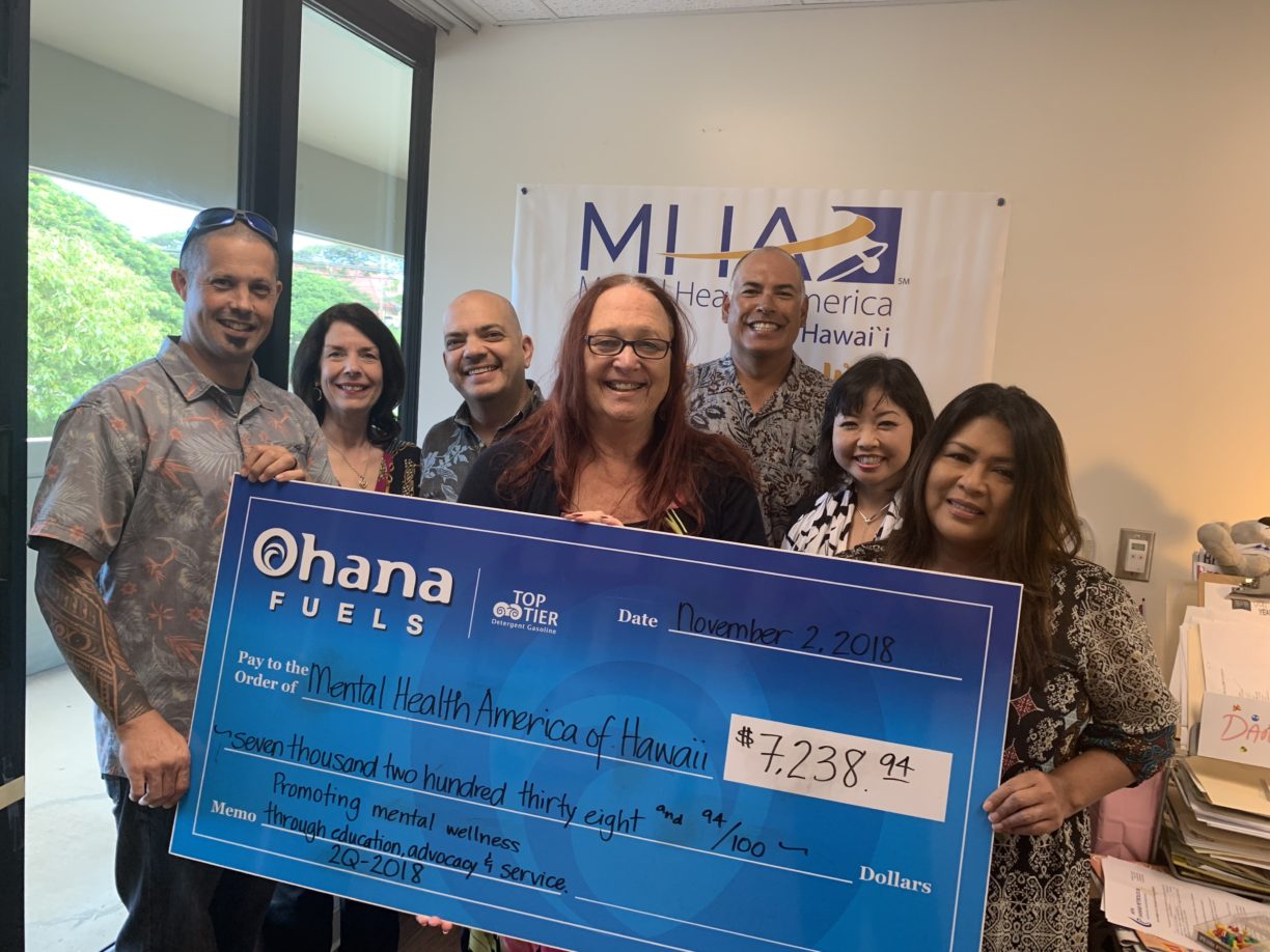 Mental Health America of Hawaii Ohana Fuels Donation